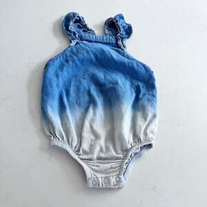 Analogie girls ombre blue denim ruffle one piece romper 2T